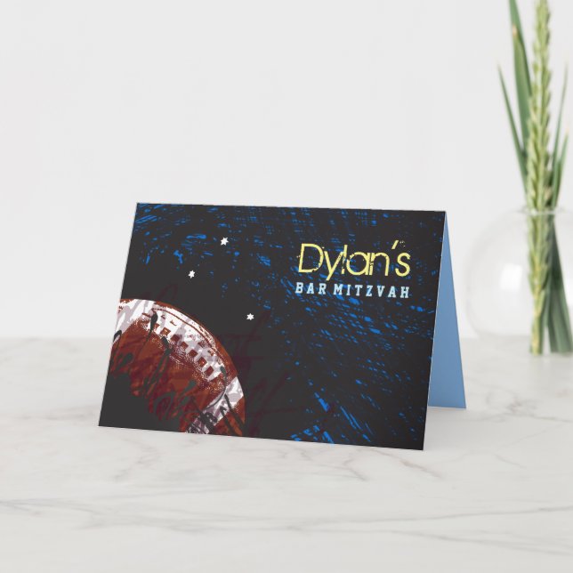 FOOTBALL SPLATTER Bar Mitzvah Thank You Card (Front)