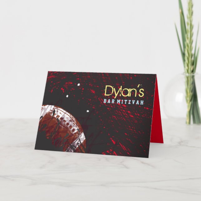 FOOTBALL SPLATTER Bar Mitzvah Thank You Card (Front)