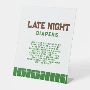 Football Sport Night Diaper Baby Shower Game Sign
