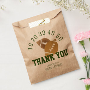 Football Sport TouchDown Tailgate Thank You Kraft Favour Bags