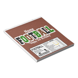 Football Sports Birthday Candy Bar Wrapper Favours Notepad
