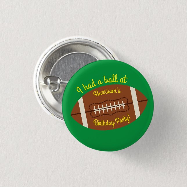 Football Sports Birthday Party 3 Cm Round Badge (Front & Back)