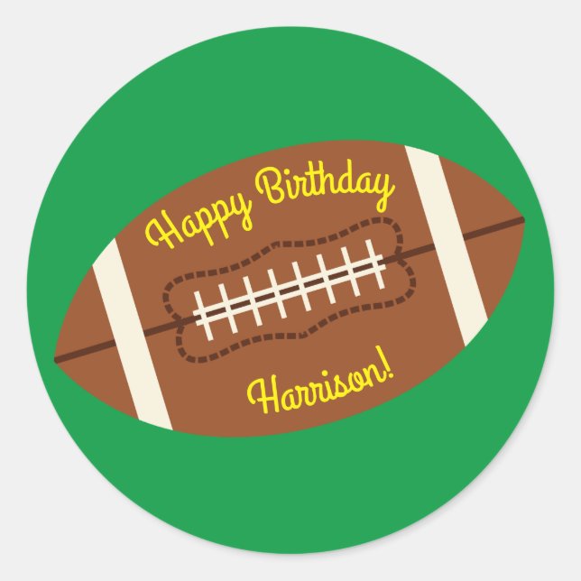 Football Sports Birthday Party Classic Round Sticker (Front)