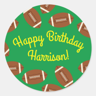 Football Sports Birthday Party Classic Round Sticker