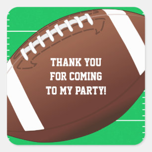 Football Sports Birthday Party Favour Square Sticker
