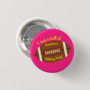Football Sports Birthday Party Pink 3 Cm Round Badge