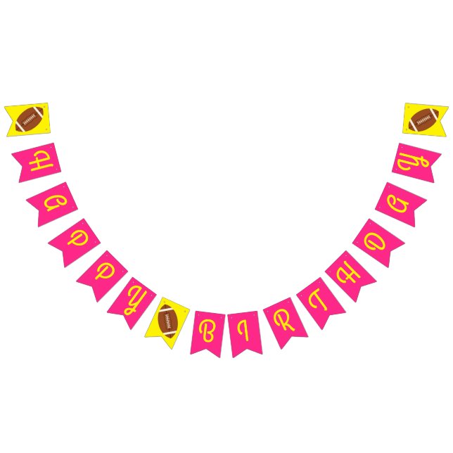 Football Sports Birthday Party Pink Bunting (All)