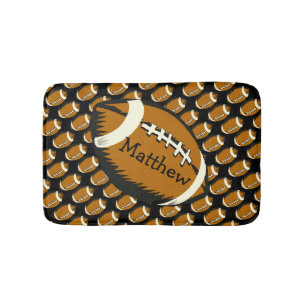 Football Sports Black and Brown Bath Mat