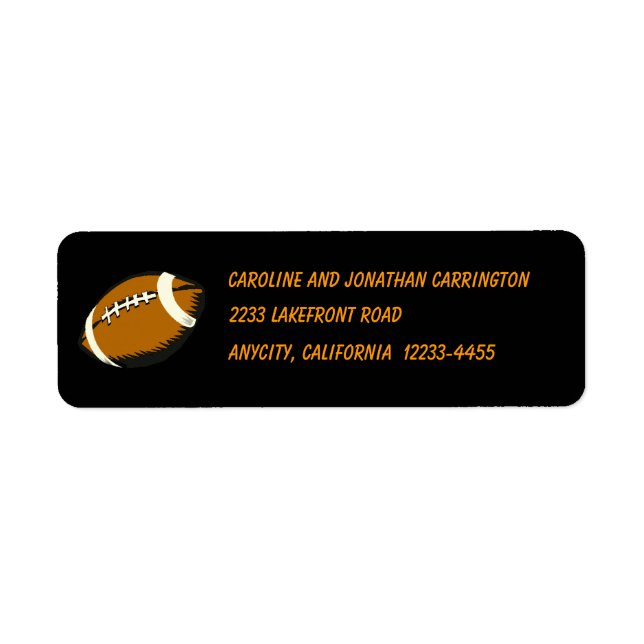 Football Sports Black and Brown Return Address (Front)