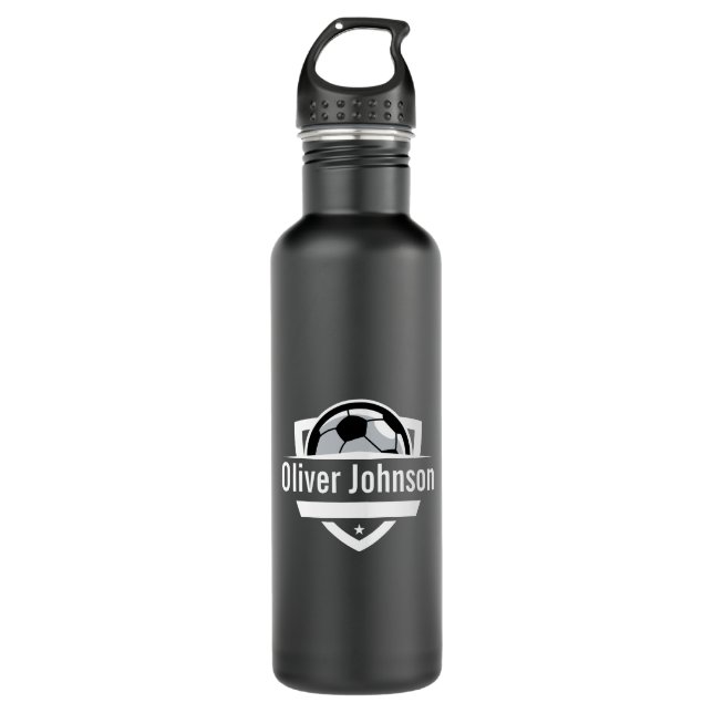 Football Sports Boys Black 710 Ml Water Bottle (Front)