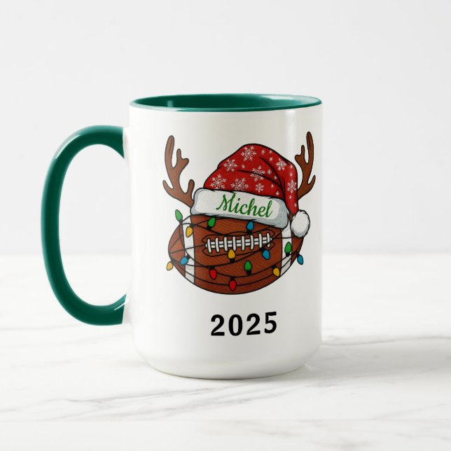 Football Sports Christmas 2025 Mug | Custom Name (Left)