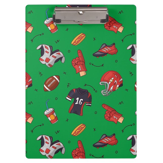 Football Sports Equipment, Food and Drink Clipboard (Front)