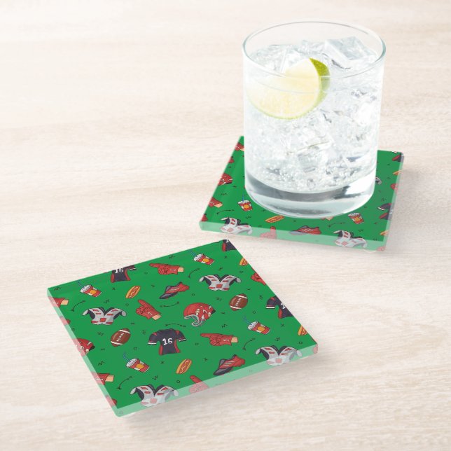 Football Sports Equipment, Food and Drink Glass Coaster (Angled)