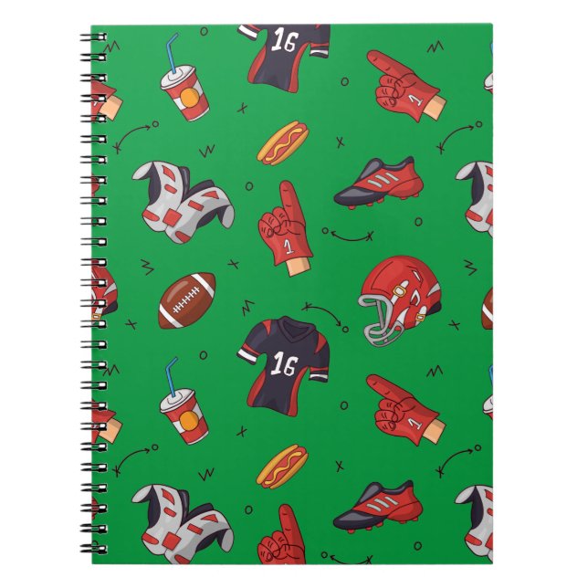 Football Sports Equipment, Food and Drink Notebook (Front)