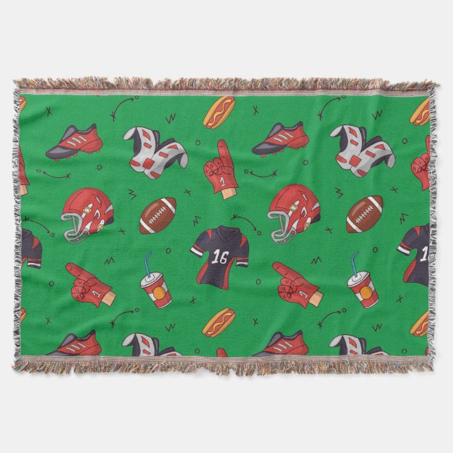 Football Sports Equipment, Food and Drink Throw Blanket (Front)