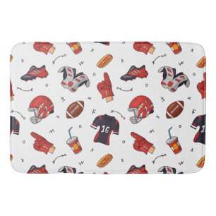 Football Sports Equipment with Food Pattern Bath Mat