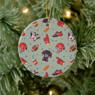 Football Sports Equipment with Food Pattern Ceramic Tree Decoration