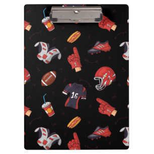 Football Sports Equipment with Food Pattern Clipboard