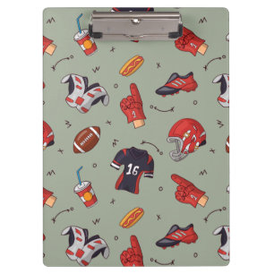 Football Sports Equipment with Food Pattern Clipboard