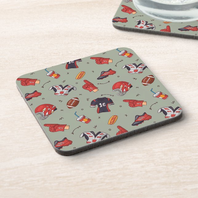 Football Sports Equipment with Food Pattern Coaster (Left Side)