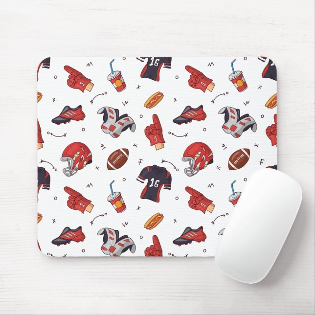 Football Sports Equipment with Food Pattern Mouse Mat (With Mouse)