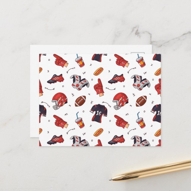 Football Sports Equipment with Food Pattern Postcard (Front/Back In Situ)