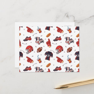 Football Sports Equipment with Food Pattern Postcard