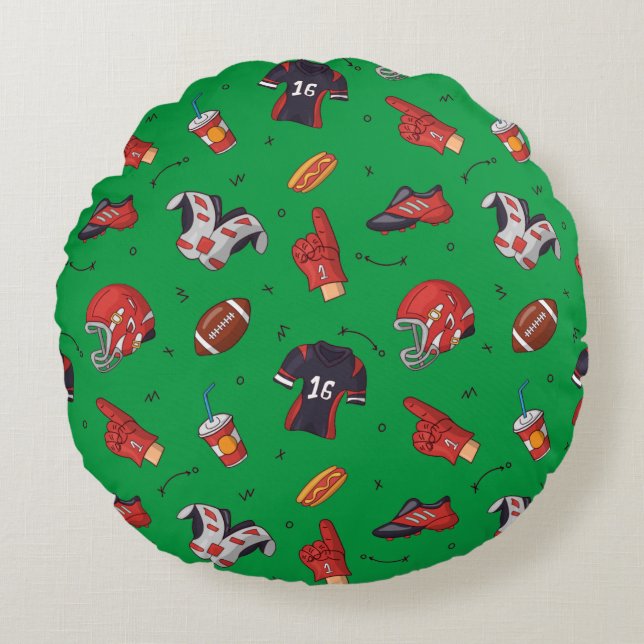 Football Sports Equipment with Food Pattern Round Cushion (Front)