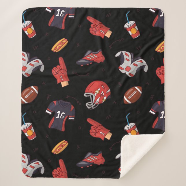 Football Sports Equipment with Food Pattern Sherpa Blanket (Front)