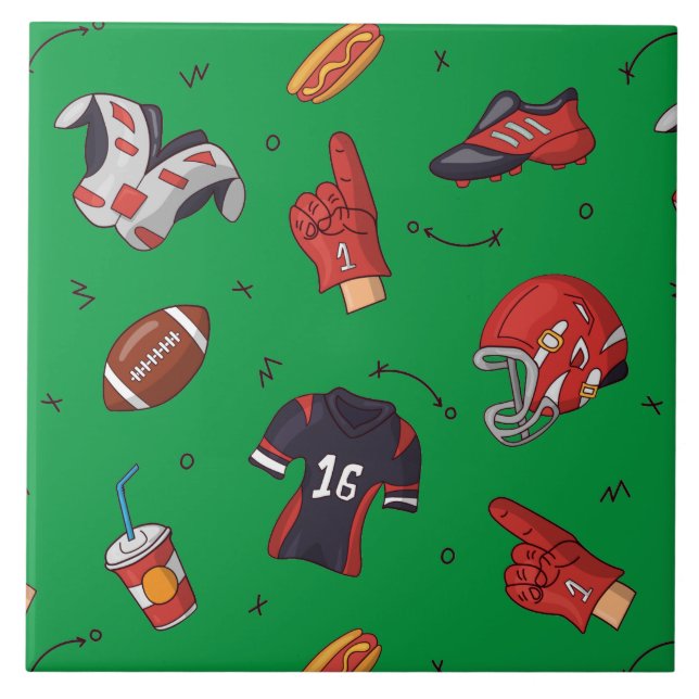 Football Sports Equipment with Food Pattern Tile (Front)