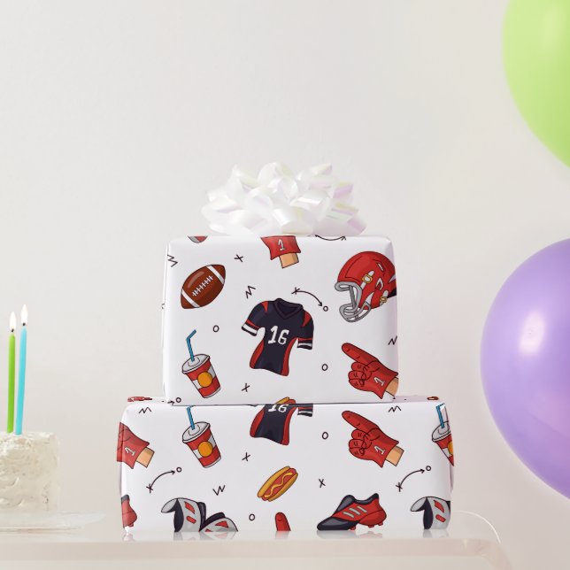 Football Sports Equipment with Food Pattern Wrapping Paper (Party Gifts)