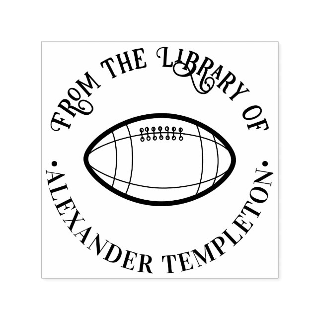 Football Sports “From the Library of” Book Name Self-inking Stamp (Design)