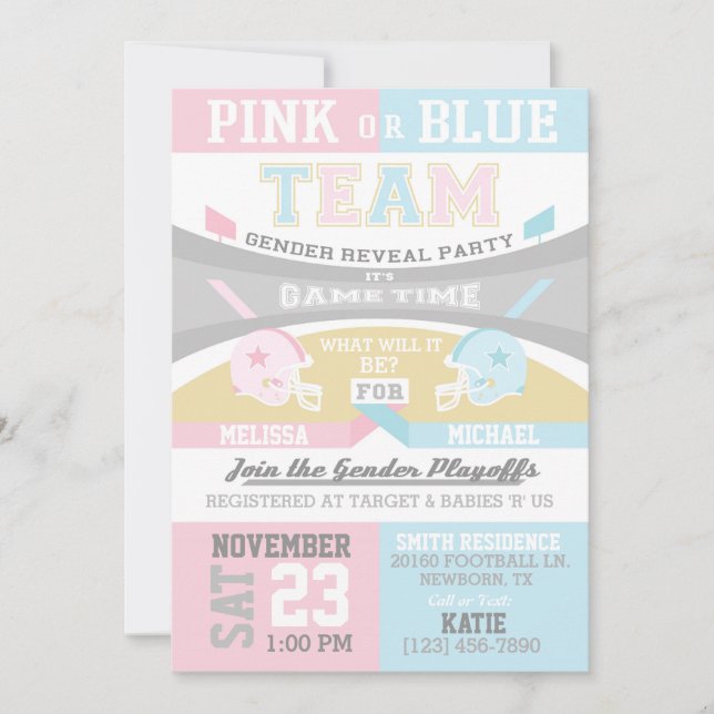 Football Sports Gender Reveal Invitations (Front)