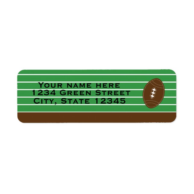 Football Sports Green Brown Party Address Label (Front)