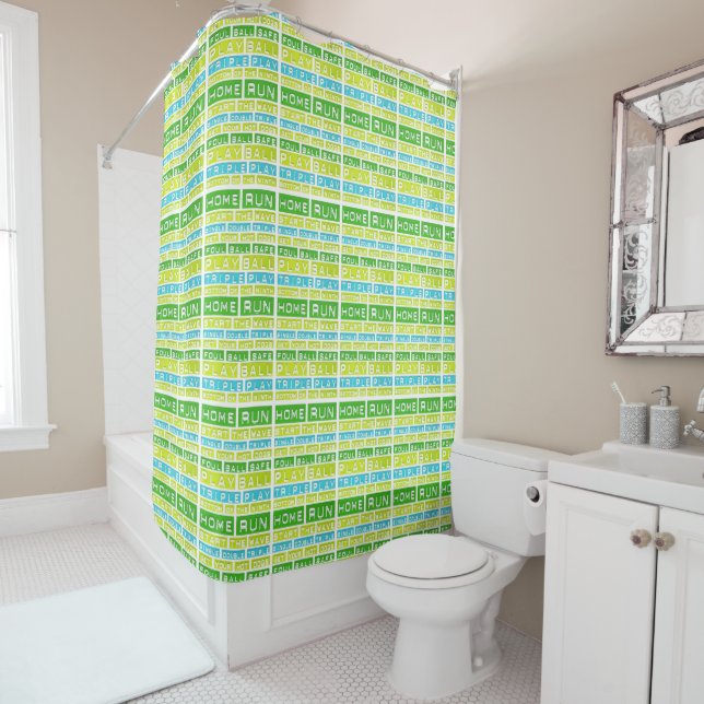 Football Sports Green Fabric Shower Curtai Shower Curtain (In Situ)