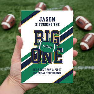 Football Sports Kid Children 1st Birthday Party Invitation