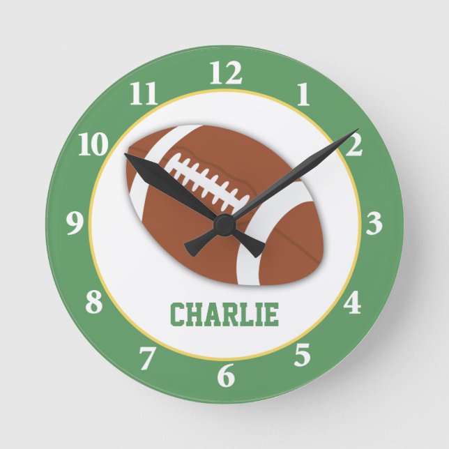 Football Sports Personalised Wall Clock - Green (Front)