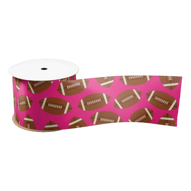 Football Sports Pink Satin Ribbon (Spool)