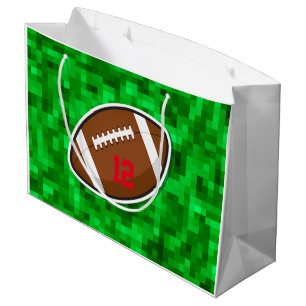 Football Sports Player NUMBER Green Field  Large Gift Bag