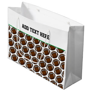 Football Sports Team Player Fan Brown Green White Large Gift Bag