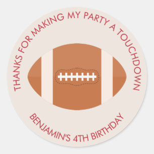 Football Sports Theme Birthday Classic Round Sticker