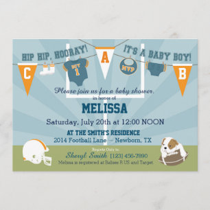 Football Sports Themed Baby Shower Invitation