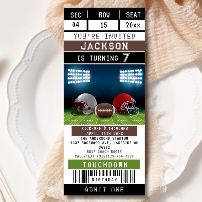 Football Sports Ticket Birthday Invitation (Creator Uploaded)
