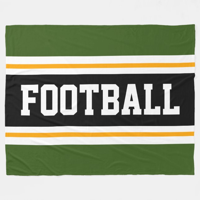 FOOTBALL Sporty Bold Green Black White Stripes Fleece Blanket (Front (Horizontal))