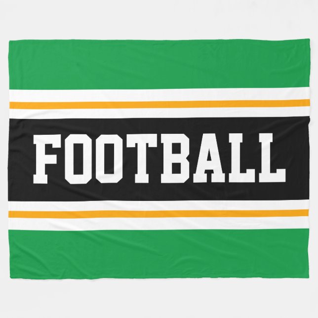 FOOTBALL Sporty Bright Green Black White Stripes Fleece Blanket (Front (Horizontal))