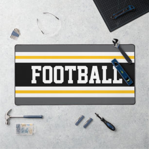 FOOTBALL Sporty Grey Black Yellow Racing Stripes  Desk Mat