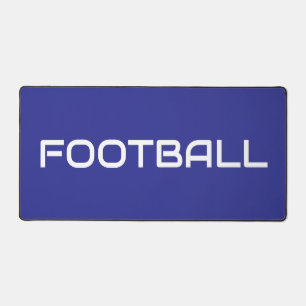 FOOTBALL Sporty Modern White Text On Deep Blue Desk Mat