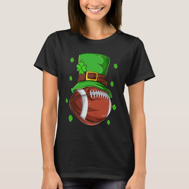 Football St Patricks Day Leprechaun Shamrock Boys  T-Shirt (Front)
