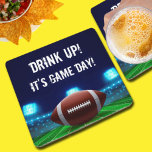 Football Stadium Field and Lights - PERSONALIZE - Square Paper Coaster<br><div class="desc">Customize these football theme paper coasters with your name, team name, jersey number or leave as is. Click PERSONALIZE then Click further link to change fonts and to add info. See MATCHING invitations, napkins, paper plates, wine markers and more super fan products for playoff or bowl games here --> http://bit.ly/2saf82b...</div>