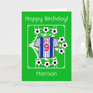 Football Star (Blue & White Mixed Stripes) Card